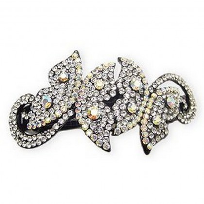 Hair Barrette - 12 PCS Dual Butterfly Crystal Hair Barrette - HC-0791